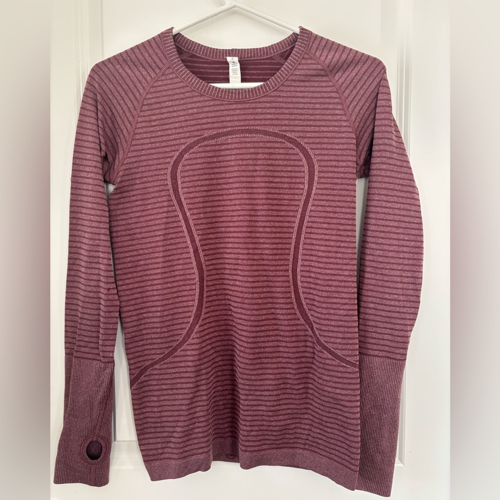 Lululemon Athletica Pink/Burgundy Striped Top